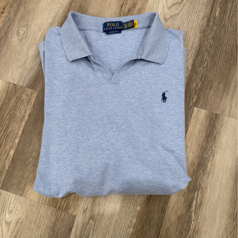 Ralph Lauren Polo Light Blue V-Neck Short Sleeve Shirt‎ with Collar Size XXL